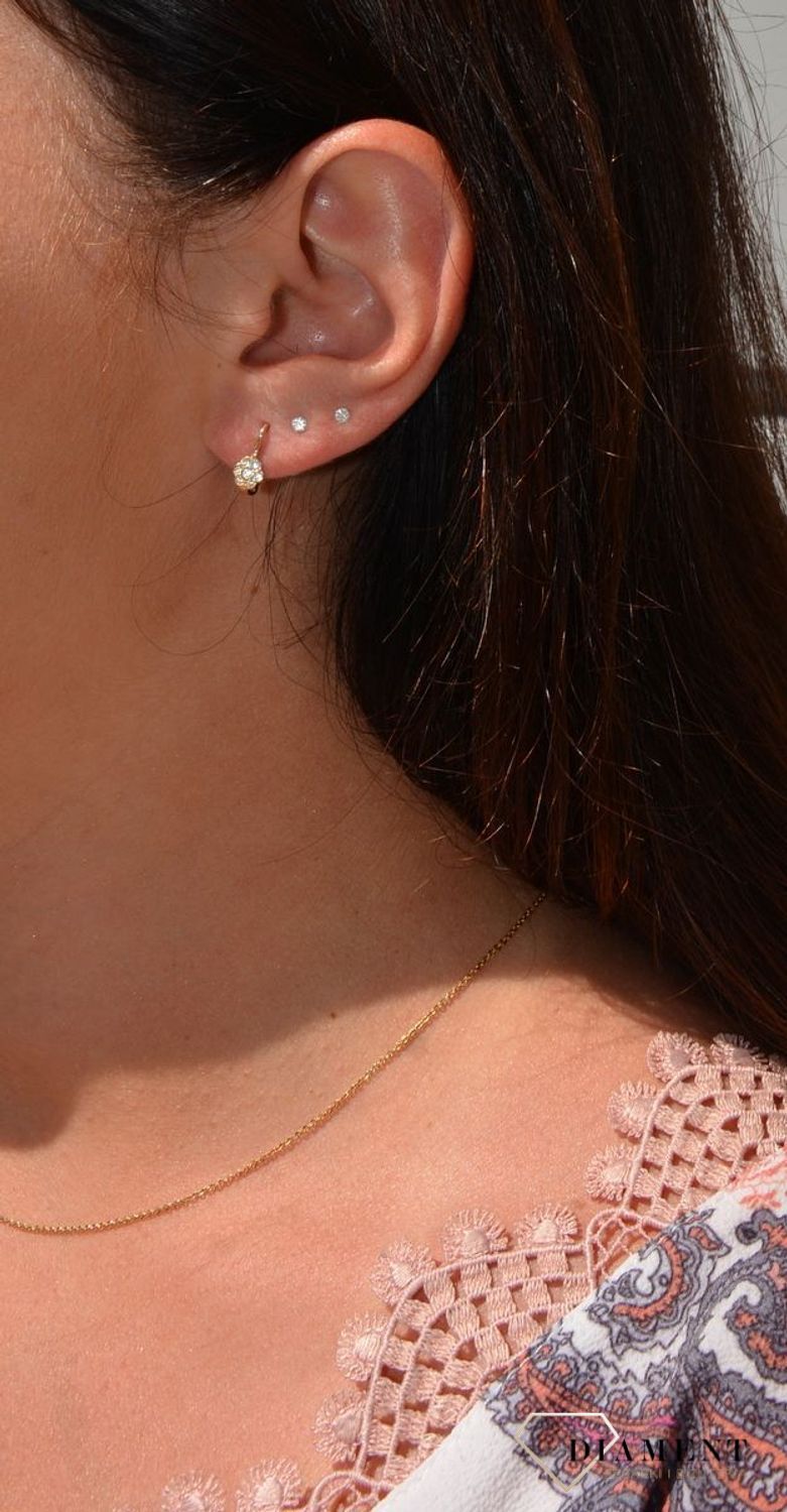 Złote kolczyki dla dziewczynki 'Białe kwiatki' KL 5032.jpg